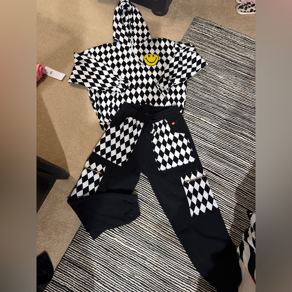 Aviator Nation Black/White Hoodie Pants Set